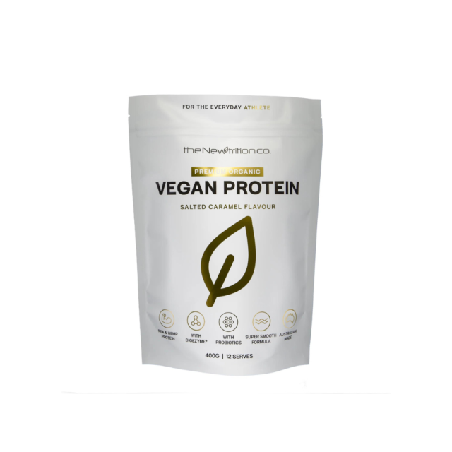 NewtritionCoOrganicVeganPremiumProteinPowderSupplementSaltedCaramelFlavour400gfront_1024x1024@2x